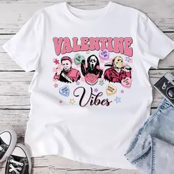 Valentine Vibes Horror Movie Characters Shirt, Gift For Her, Gifts For Him