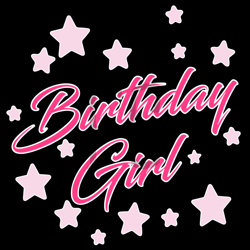Birthday Girl With Pink Stars Svg, Birthday Svg, Birthday Girl Svg, Pink Stars Svg, Happy Birthday Girl Svg, Girl Svg, G