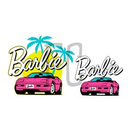 barbie car convertible corvette palms pink babe doll svg