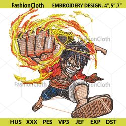 Luffy Fire Punch Embroidery Design Download File Anime One Piece File