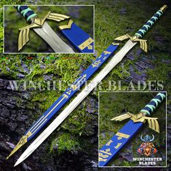 The LEGEND of ZELDA Full Tang Skyward Link's Master Sword with Scabbard-Best Gift for Him