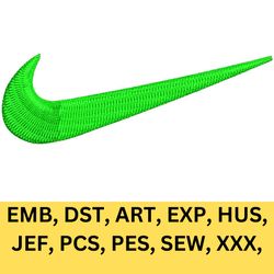 Nike green logo embroidery design, Embroidery design file pes. Machine embroidery design. Machine embroidery pattern
