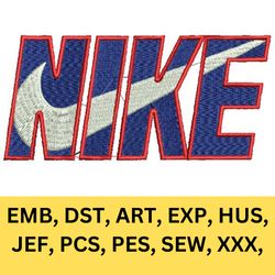 Nike blue and white shadow logo embroidery design Design Format DST, ART, EXP, HUS, JEF, PCS, PES, SEW, XXX,