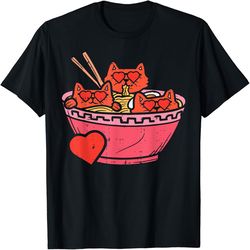Heart Cats Ramen Noodles Anime Cute Valentines Day Kitten T-Shirt, Valentine's Day Png, Digital Design Download