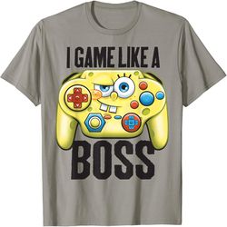 Spongebob SquarePants I Game Like A Boss Short Sleeve T-Shirt, PNG For Shirts, Svg Png Design, Digital Design Download