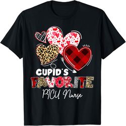 Cupid's Favorite PICU Nurse Valentine Buffalo Plaid T-Shirt, PNG For Shirts, Svg Png Design, Digital Design Download