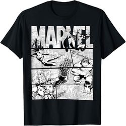 Marvel Avengers Retro Black and White Comic Graphic Short Sleeve T-Shirt, Svg Png Design, Digital Design Download