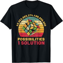 Puzzle Cube Funny One Solution Speed Cubing Retro Math T-Shirt, PNG For Shirts, Svg Png Design, Digital Design Download