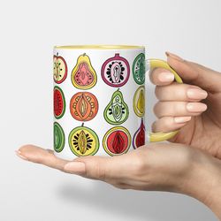 vagina mug, fruit mug, vulva, yoni, gift for vegan or vegetarian, inappropriate gifts, feminist gift, pussy power
