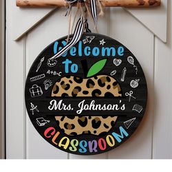 Custom Teacher Sign, Personalized Teacher Door Sign, Classroom Welcome Sign, Classroom Door Hanger, Teacher Appreciation