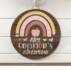 Personalized Classroom Door Sign, Teachers Appreciation Gift, Classroom Door Hanger, Rainbow Pencil Rule, Classroom