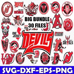 Bundle 30 Files New Jersey Devils Hockey Team Svg, New Jersey Devils Svg, NHL Svg, NHL Svg, Png, Dxf, Eps, Instant Downl
