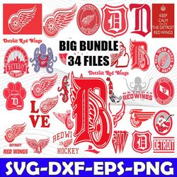 Bundle 34 Files Detroit Red Wings Hockey Team Svg, Detroit Red Wings Svg, NHL Svg, NHL Svg, Png, Dxf, Eps, Instant Downl