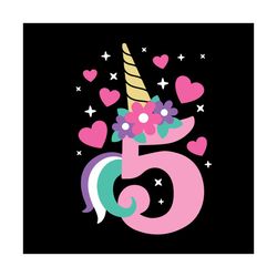 Unicorn 5th Birthday Svg, Trending Svg, Unicorn Svg, 5th Birthday Svg, Unicorn Birthday Svg, Birthday Girl Svg, Birthday