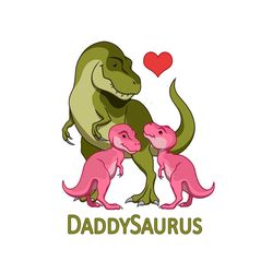DaddySaurus T Rex Father & Twin Baby Girl Dinosaurs svg, Family Svg, Daddysaurus Svg, T Rex Father SVg, Twin Baby Girl D