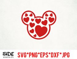 Mickey Hearts instant download digital file svg, png, eps, jpg, and dxf clip art for cricut silhouette and other cutting