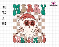 Merry Christmas Svg, Retro Christmas Svg, Hello Christmas Svg, Trendy Xmas Svg, Santa Claus Svg, Christmas Clip Art, Chr