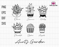 Personalized Aunts Garden Svg, Plant Pots Svg, Aunt Svg, Gift For Aunt Svg, Pot Of Plants Svg, Plant Lover Svg,Gardener