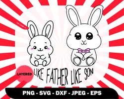 like father like son svg image, cute bunny svg , bunnies svg, boy baby shower svg, baby boy bunny clipart, cute rabbit s