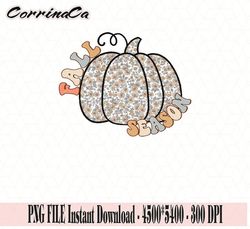 Fall Pumpkin Season PNG Fall Sublimation Digital Design Download-floral pumpkin png, fall png, boho pumpkin png, fall gi
