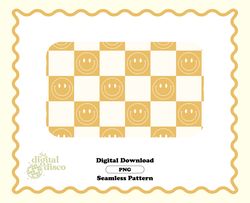 Checkered Retro Pattern, Checkered Seamless Pattern PNG, Trendy Pattern, Groovy Pattern, Happy Face Pattern, Summer Patt