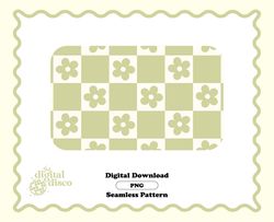 Checkered Seamless Pattern PNG, Flower Pattern, Groovy Pattern, Retro Pattern, Trendy Pattern, Seamless Pattern for fabr