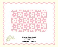 Checkered Seamless Pattern PNG, Flower Pattern, Groovy Pattern, Retro Pattern, Trendy Pattern, Seamless Pattern for fabr