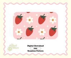 strawberry seamless pattern png, summer pattern, summer png, spring pattern, flower pattern, flower png, strawberry png,