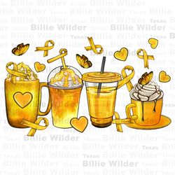 childhood cancer coffee cups png, yellow ribbon png, childhood cancer png, cancer awareness png, sublimate designs downl