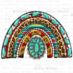 western rainbow with leopard and gemstone png, western design png, turquoise gemstone png, western patterns png, sublima
