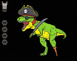 Halloween Dinosaur Svg, Pirates Halloween Svg, Dinosaur Svg, Svg File for Cricut, Designs Download, T-rex Pirates Svg, P