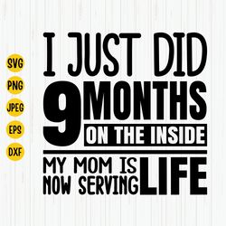 I Just Did 9 Months On The Inside Svg, Newborn Baby Svg, Baby Shower, New Mom Svg, Funny Newborn Shirt Svg, Baby Svg, Se