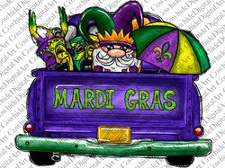 Mardi Gras Truck Gnome Png, Mardi Gras Png, Mardi Gras Truck Sublimation Png, Hat Design Png, Mask and Fleur De Lis Deta