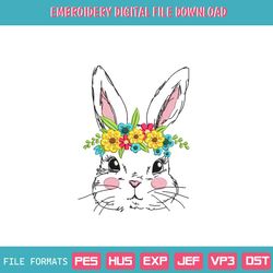 Floral Easter Bunny Embroidery Design, 4 sizes, 56