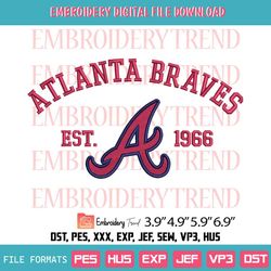 Atlanta Braves Est 1966 Embroidery Design Braves MLB Baseball Embroi