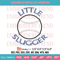 Little Slugger Baseball Embroidery Design Softball Basebal