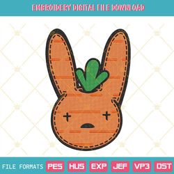 Bad Bunny Easter Carrot Machine Embroidery Design File