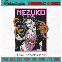 Nezuko Kamado Kimetsu No Yaiba Anime Machine Embroidery Digitizing Design File