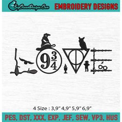 Silhouette Love Harry Potter Decal Machine Embroidery Digitizing Design File