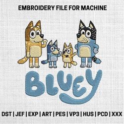 Happy Family embroidery designs, Family blue dog embroidery pattern, 110