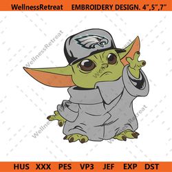 Philadelphia Eagles Cap Baby Yoda Embroidery Design Download