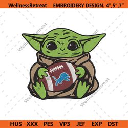 Detroit Lions Baby Yoda Football Embroidery Design File