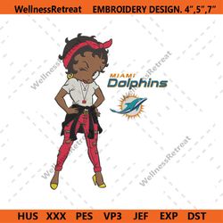 Miami Dolphins Team Betty Boop Embroidery Design File