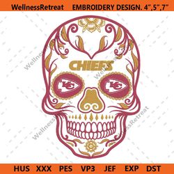 Kansas City Chiefs Skull Logo NFL Embroidery, Kansas City Chiefs Embroidery Download File