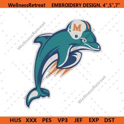 Dolphins NFL Symbol Logo Embroidery Design, NFL Dolphins Team Logo Embroidery Instant Download