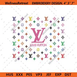 LV Louis Vuittion Fashion Logo Rainbow Wrap Embroidery Design Download File.