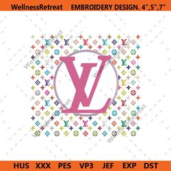 LV Pink Circle Logo Wrap Embroidery Design Download File