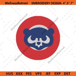 chicago cubs bear head red circle logo machine embroidery file