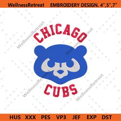 Chicago Cubs Bear Head Wrap Logo Machine Embroidery Design