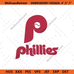 Phillies Baseball Logo Embroidery, Phillies Wordmark Machine Embroidery Logo
